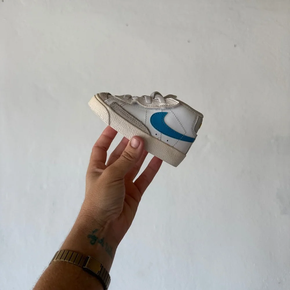 Nike Blazer Mid '77 TD Toddler Sneakers Size 4C White Blue Yellow DA4088-107